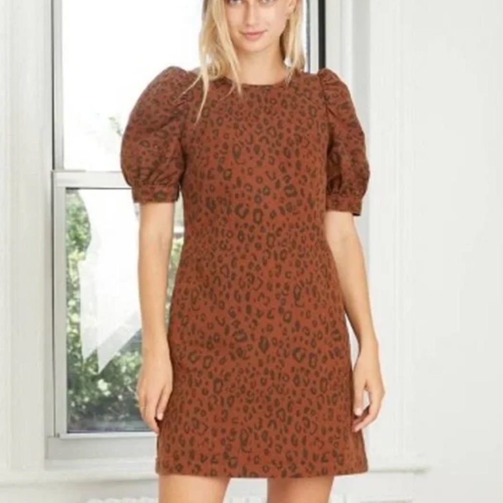 Universal Thread Leopard Print Puff Sleeve Dress